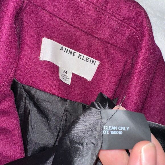 Anne Klein Medium Double Breasted Women’s Wool Blend Peacoat Magenta Pink EUC - Picture 7 of 9